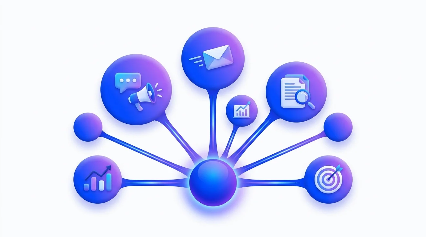 A strategic marketing channel mix shown as hub and spoke