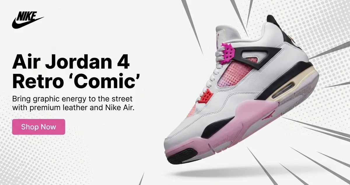 Nike banner generated by Aiter: Air Jordan 4 Retro 'Comic'