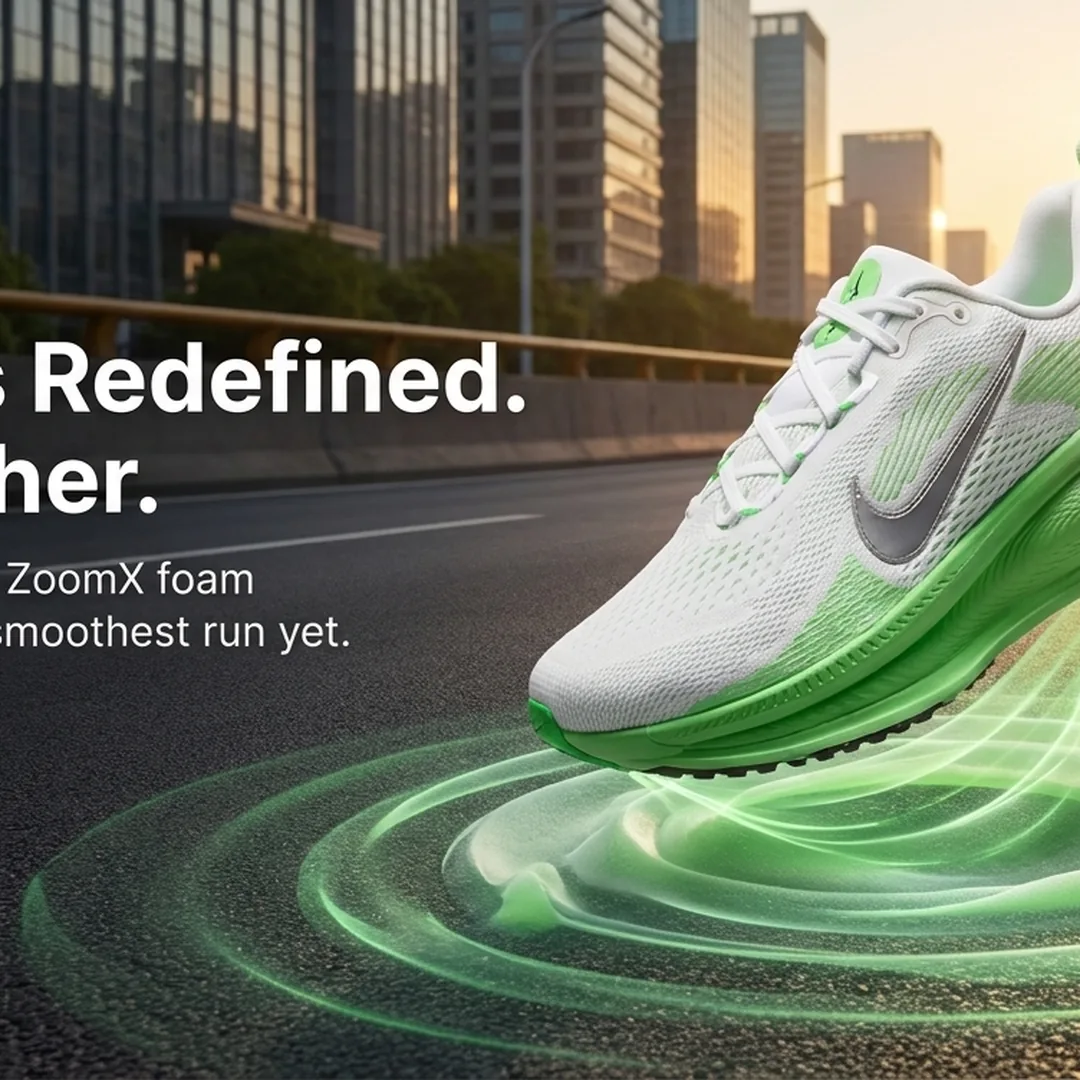 Nike banner generated by Aiter: Softness Redefined. Run Further.